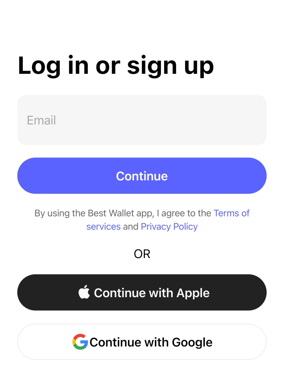 Best Wallet sign-up page