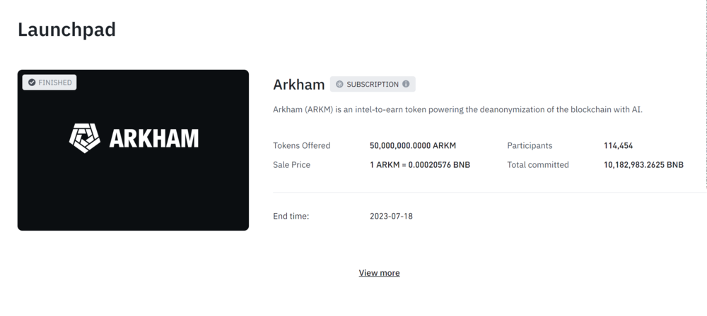 Arkham on Binance Launchpad