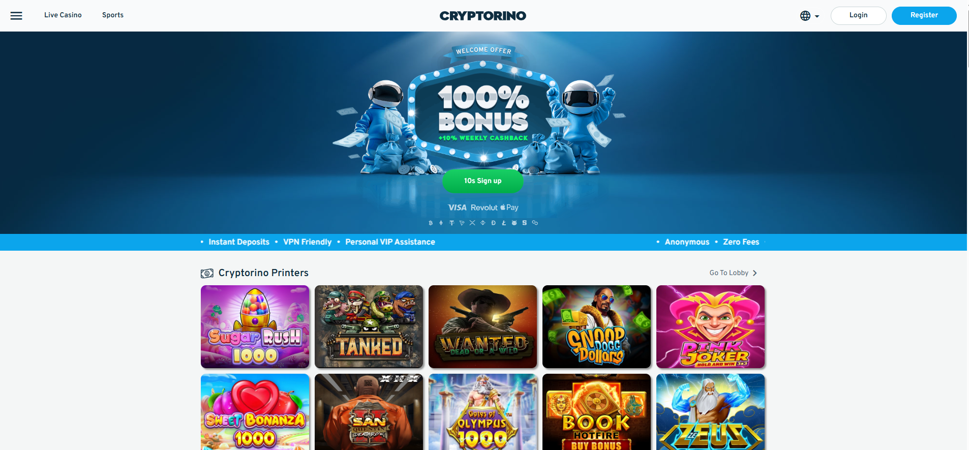 Cryptorino Bitcoin Casino
