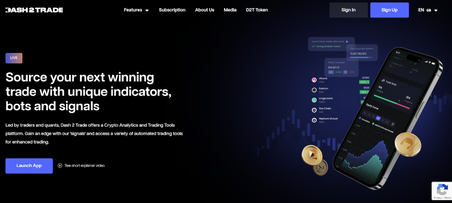 dash2trade crypto launchpad interface
