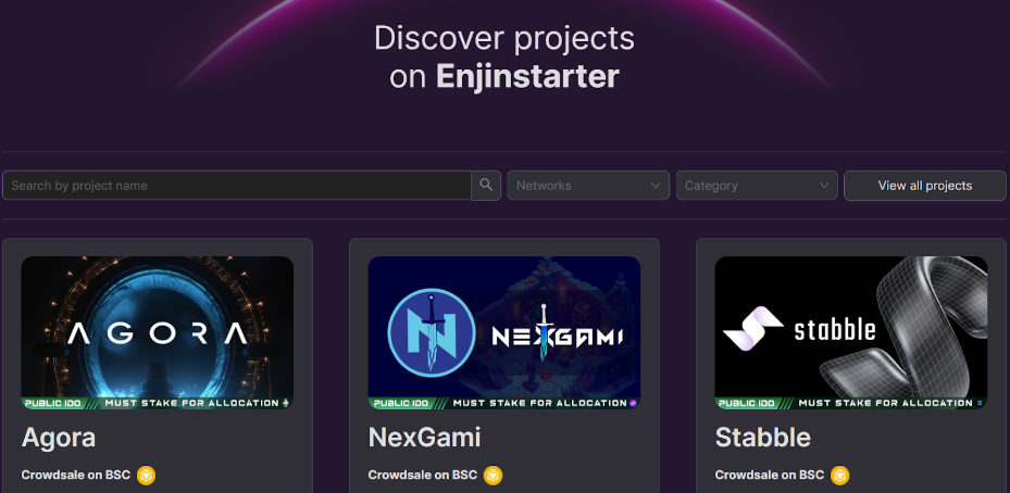 enjin starter crypto launchpad