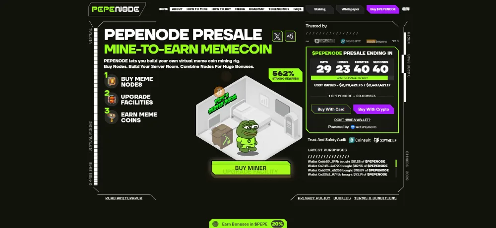 Pepenode – Gamifikovana platforma za virtuelno rudarenje meme tokena